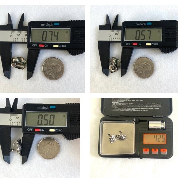 VTG Sterling Silver 925 Leaf Foliage Screwback Earrings - Picture 10 of 16